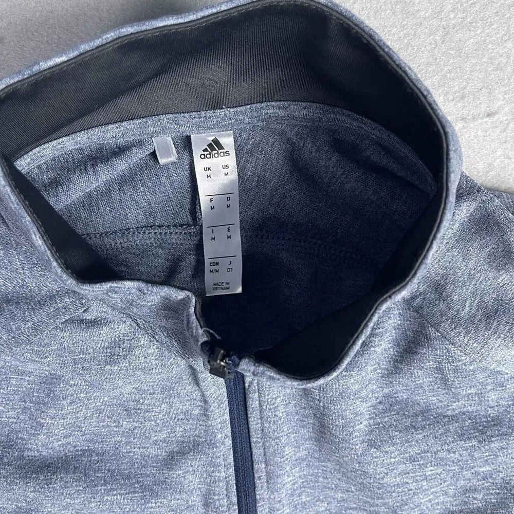 Adidas 1/4 Zip Athletic Olympic T-Shirt‎ Men Medium Blue Wicking  Running